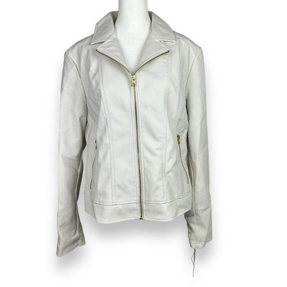 NWT Marc New York White Faux Leather Jacket Size XL
